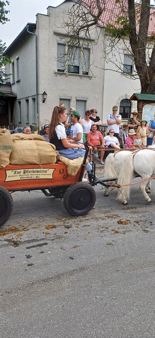 "Zur Pferdewirtin" Mattutat Ebersbach & Frenzelbräu Bautzen - Historischer Bauernwagen mit Braugerste